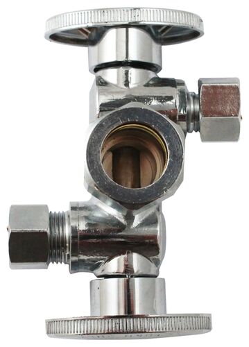 Three-Way Quarter Turn Dual Shut-Off Valve - 5/8" x 3/8"