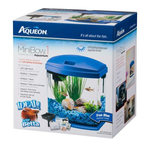 1 Gallon MiniBow LED Desktop Fish Aquarium Kit in Blue