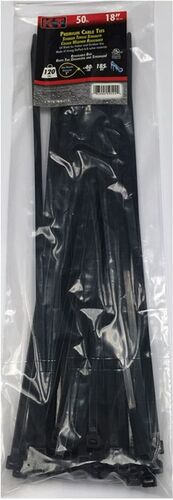 18" Heavy Duty Cable Ties in UV Black - 50/pk