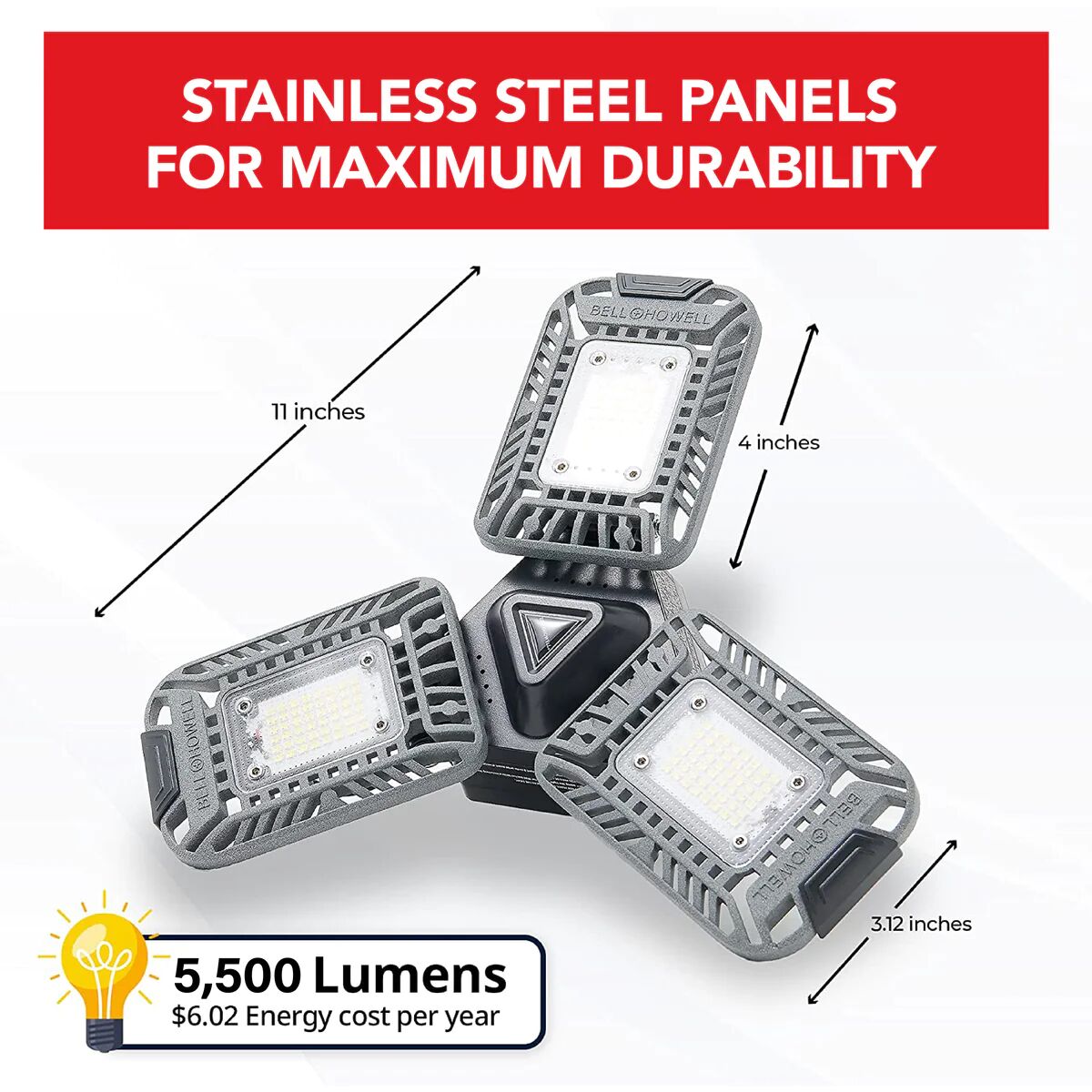 Bell+Howell Triburst Deluxe Motion Activated 5500 Lumen High Intensity