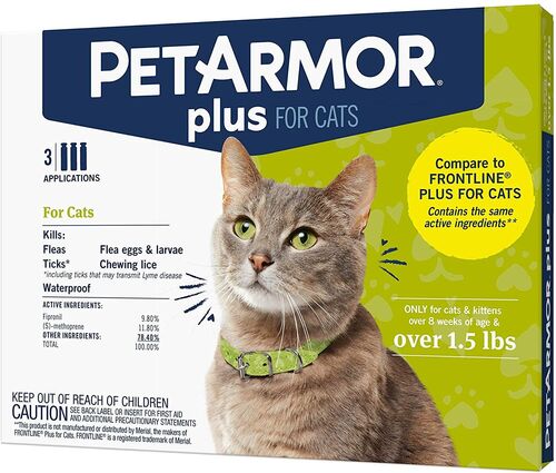 Plus for Cats Flea &Tick Treatment 3 Applications- for Cats over 1.5 lbs