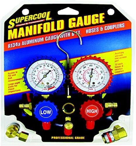 2-Way Aluminum Manifold Gauge Set with Rubber Covers