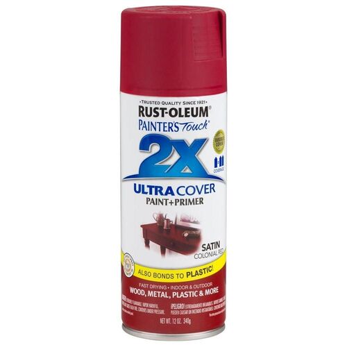 Painter's Touch 2X Ultra Cover Paint + Primer Spray Paint in Satin Colonial Red - 12 oz