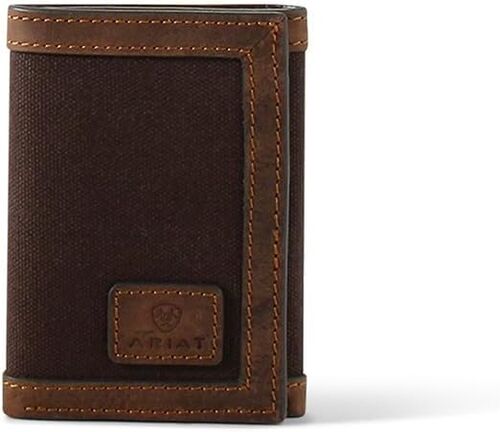 Trifold Wallet with Logo in Brown