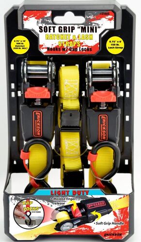 Soft Grip Mini Ratchet & Lash Straps with Cap Locks